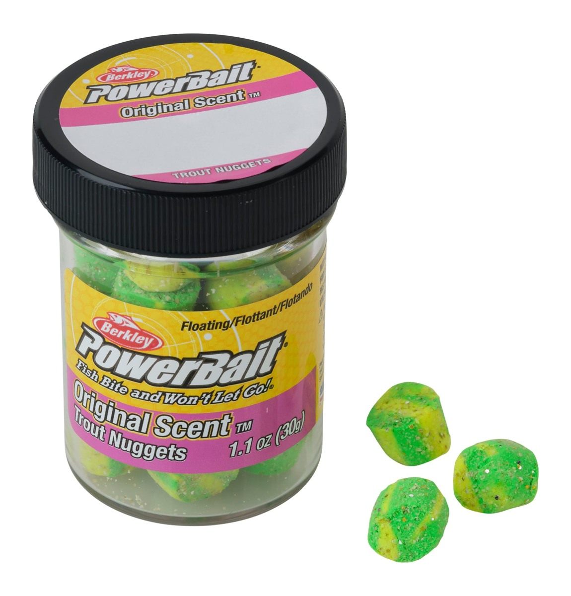 Berkley PowerBait Nuggets Fishing Dough Bait, Lime Twist, 1.1 oz, Scented a