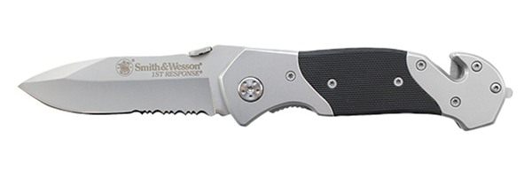 Smith Wesson 1st Response Drop Point Folding Knife 3 3/10in Blade Black and