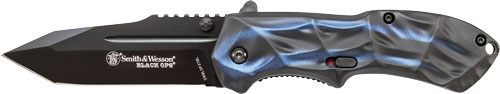 Smith Wesson S W Knife Black OPS 3RD GEN. Blue Handle Tanto Magic Assist view 2
