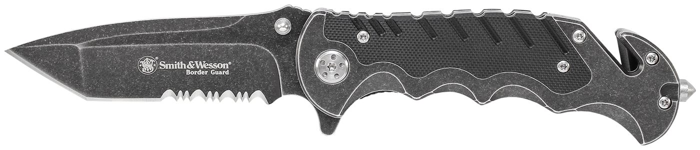 Smith Wesson Knives SWBG10SCP Border Guard 3.50in Folding Part Serrated Sta