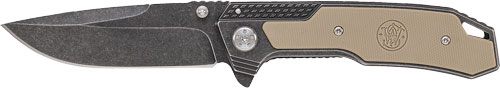 Smith Wesson S W Stonewash Drop Point 3.6in Blade Logo IN G10 Hndl