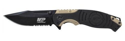 Smith Wesson M P Drop Point Folding Knife Liner Lock 3 1/2in Blade Black an view 2