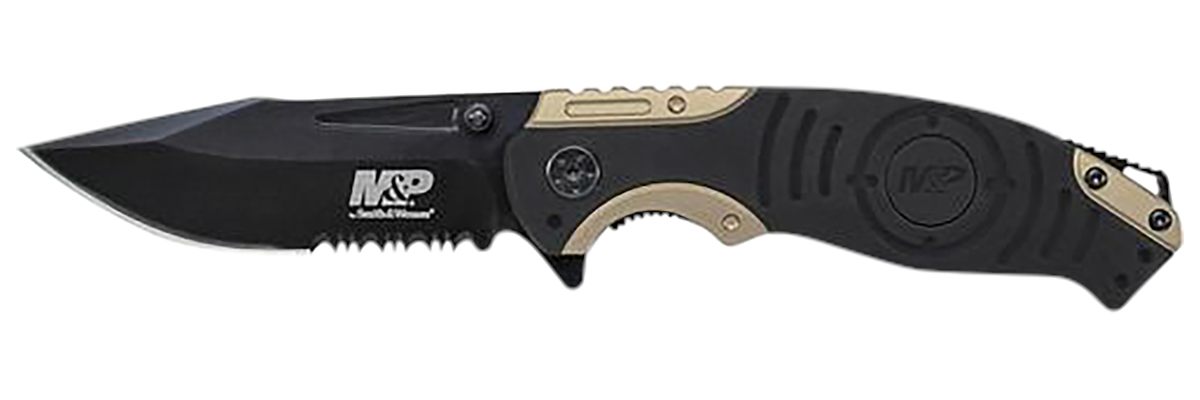 Smith Wesson Knives SWP13BSCP M P 3.50in Folding Drop Point Part Serrated S