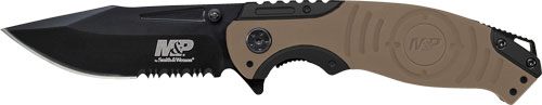 Smith Wesson S W Knife M P Index Flipper 3.5in Black/Desert TAN Clip PT