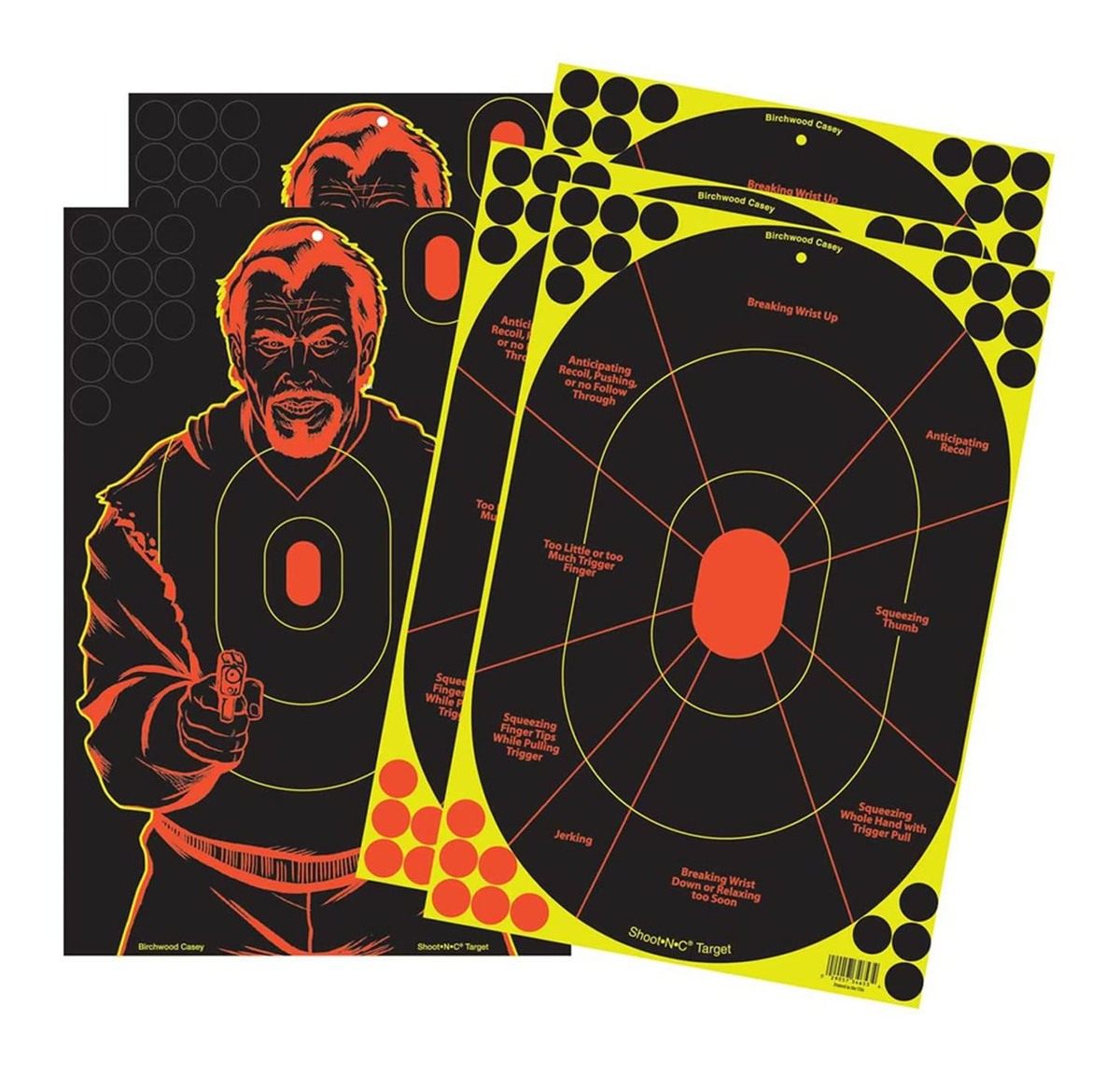 Birchwood Casey Shoot-N-C 12in X 18in Combo 5 Reactive Targets - 3 Handgun