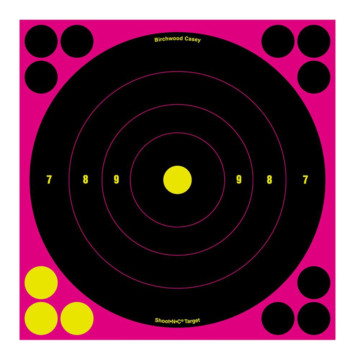 Birchwood Casey Shoot-N-C 8in Pink Bull's-Eye Reactive Targets - Highly Vis