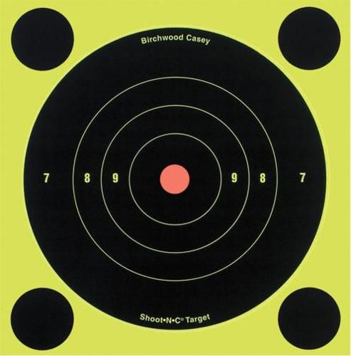 Birchwood Casey Shoot-N-C 8in Bull's-Eye Reactive Targets - Highly Visible view 2