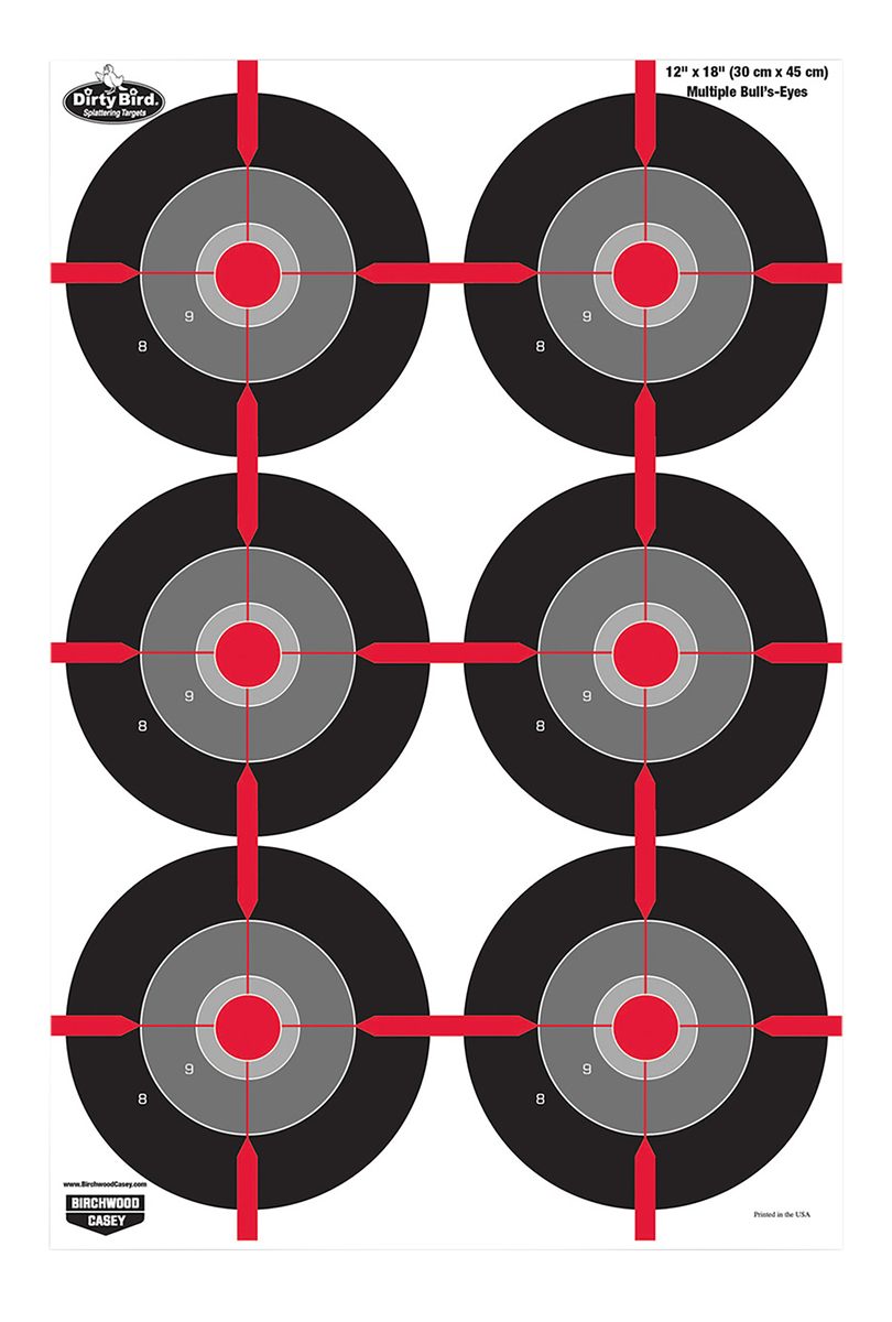 Birchwood Casey 35705 Dirty Bird Multiple Bullseye Tagboard Hanging Pistol