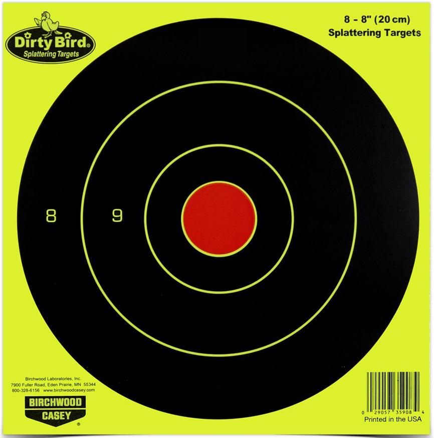 Birchwood Casey 35908 Dirty Bird 8in Bullseye Paper Hanging Universal Black
