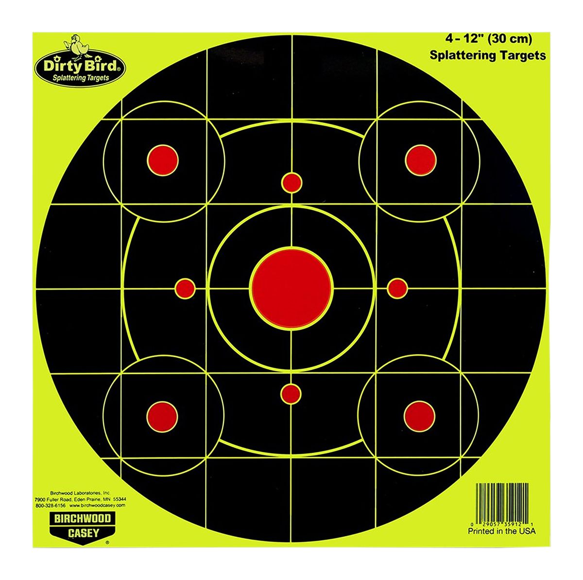Birchwood Casey Dirty Bird Chartreuse Bull's-Eye Target (Per 25), 12-Inch