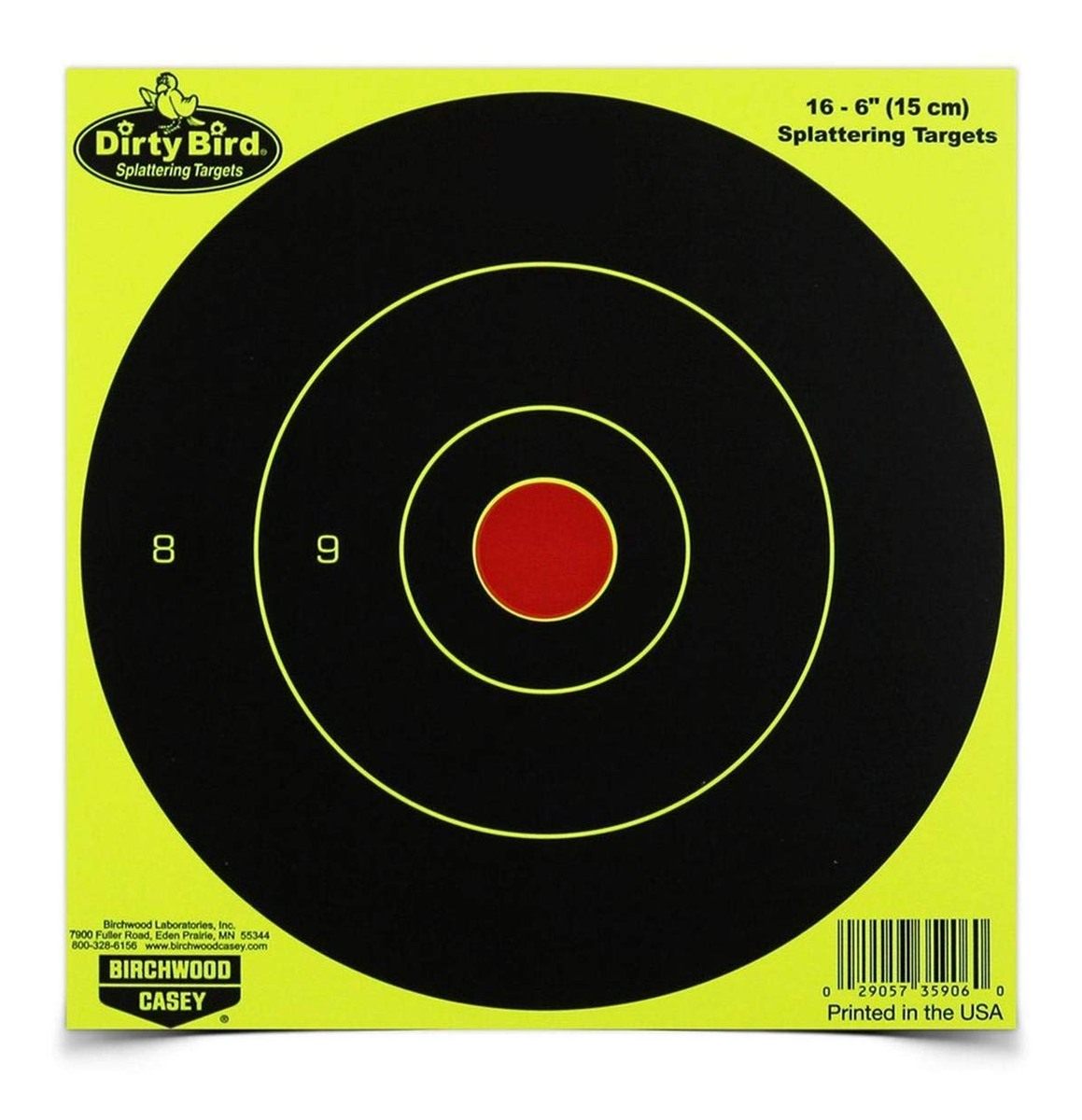 Birchwood Casey Dirty Bird 6in Yellow Bull's-Eye Target - 100