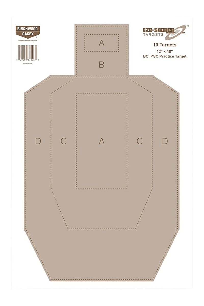 Birchwood Casey 12in x 18in Eze-Scorer Ipsc Practice Shoot-Up Brilliant Whi