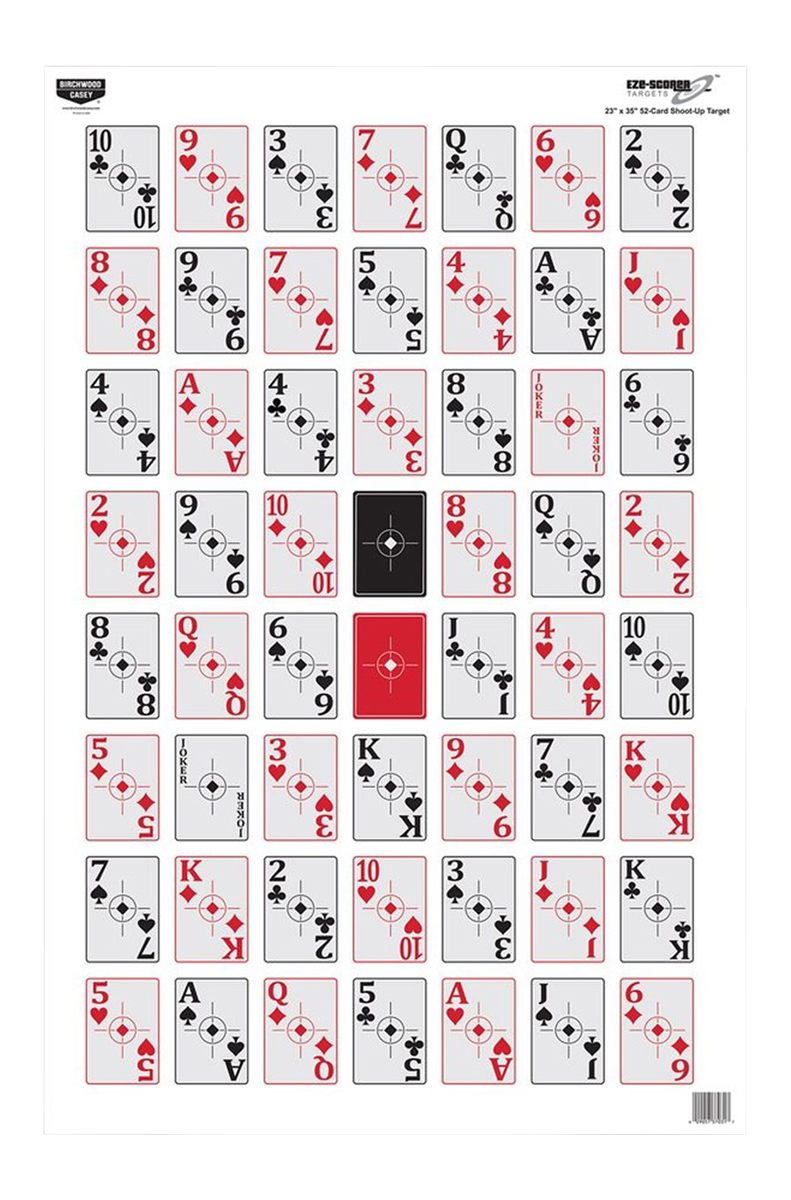 Birchwood Casey 37028 EZE-Scorer Playing Cards Paper Hanging 23in x 35in Bl