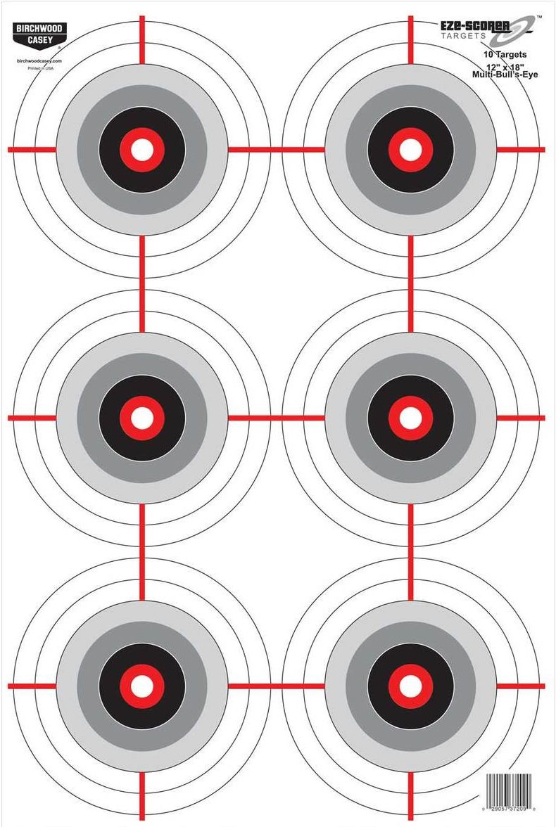 Birchwood Casey 23in x 35in Eze-Scorer Multiple Bull's-Eye Shoot-Up Brillia
