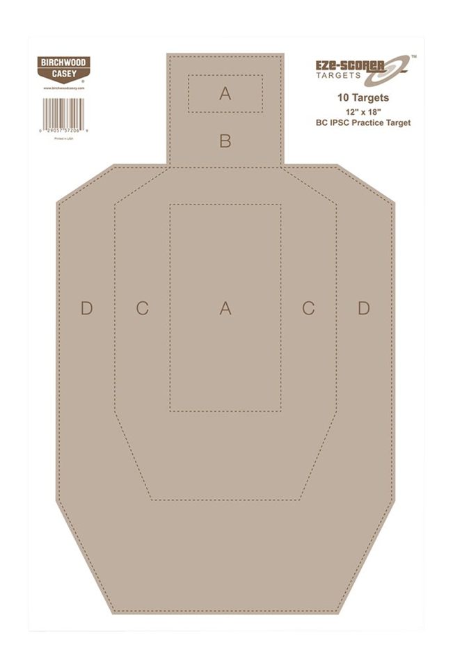 Birchwood Casey Eze-Scorer BC27 IPSC Practice Target (Per 10), 12 x 18-Inch