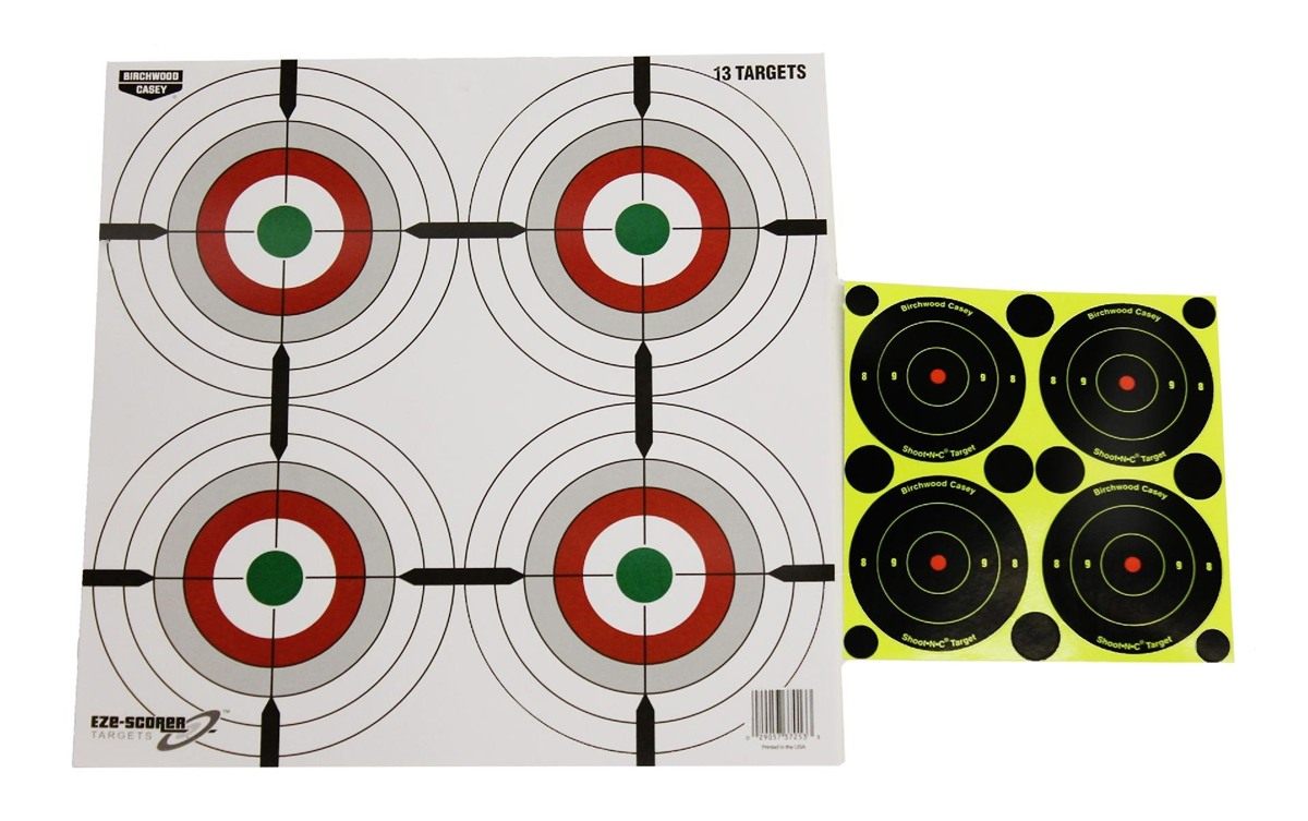 Birchwood Casey 12in Eze-Scorer Multiple Bull's-Eyes Shoot-Up Brilliant Whi