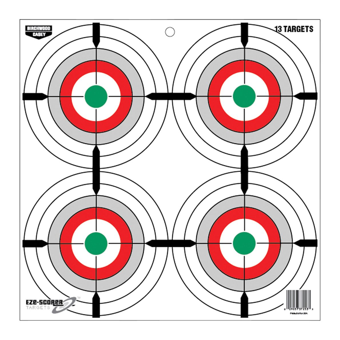 Birchwood Casey 12in Eze-Scorer Multiple Bull's-Eyes Shoot-Up Brilliant Whi view 2