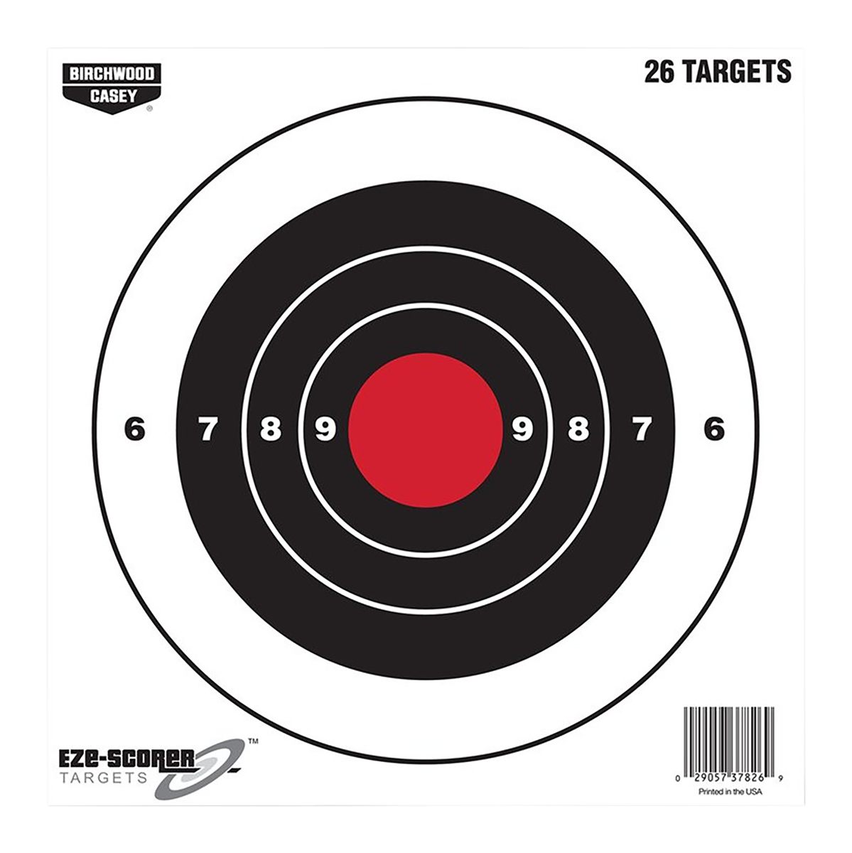 Birchwood Casey 8in Eze-Scorer Bull's-Eye Practice Shoot-Up Brilliant White