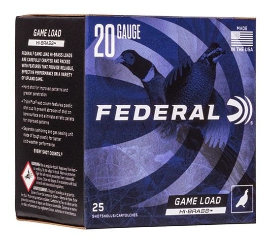 Federal Game-Shok Upland Hi Brass Load Shotshells 20 2 3/4in 1 oz 1220 fps view 2