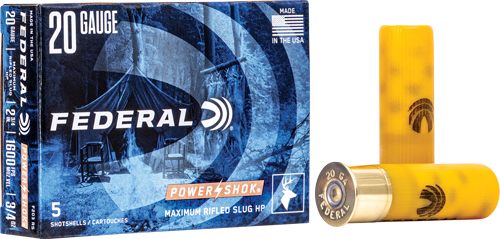 Federal Ammo F203RS Power-Shok 20 Gauge 2.75in 3/4oz Rifled SlugShot 5 Per view 3
