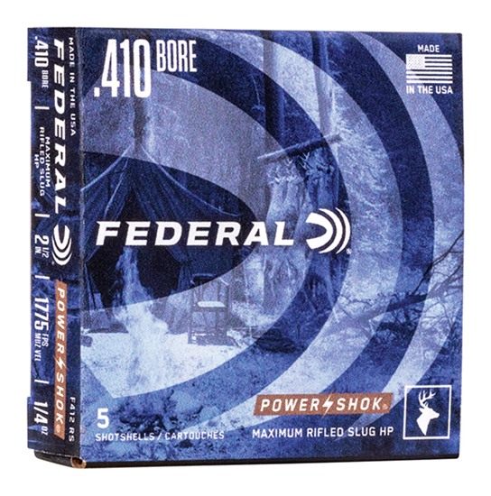 Federal F412RS Power-Shok Shotshell 410 Gauge 2.50in 1/4oz RifledSlug 5 Per view 2
