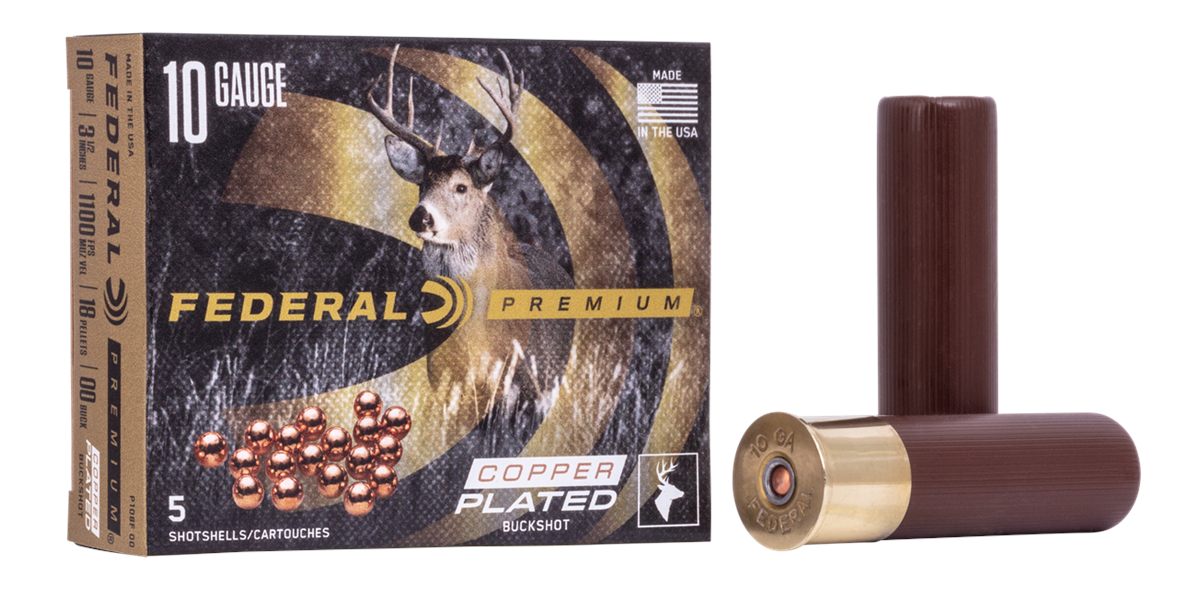 Federal P108F00 Premium Buckshot 10 Gauge 3.50in 18 Pellets 2 1/4oz 00 5 Pe