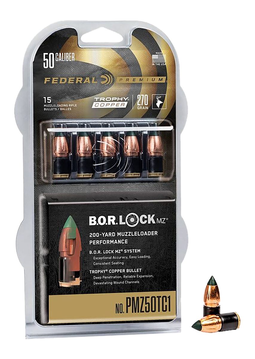 Federal Ammo Premium Trophy Copper Muzzleloader Bullets .50 cal 270 gr Poly