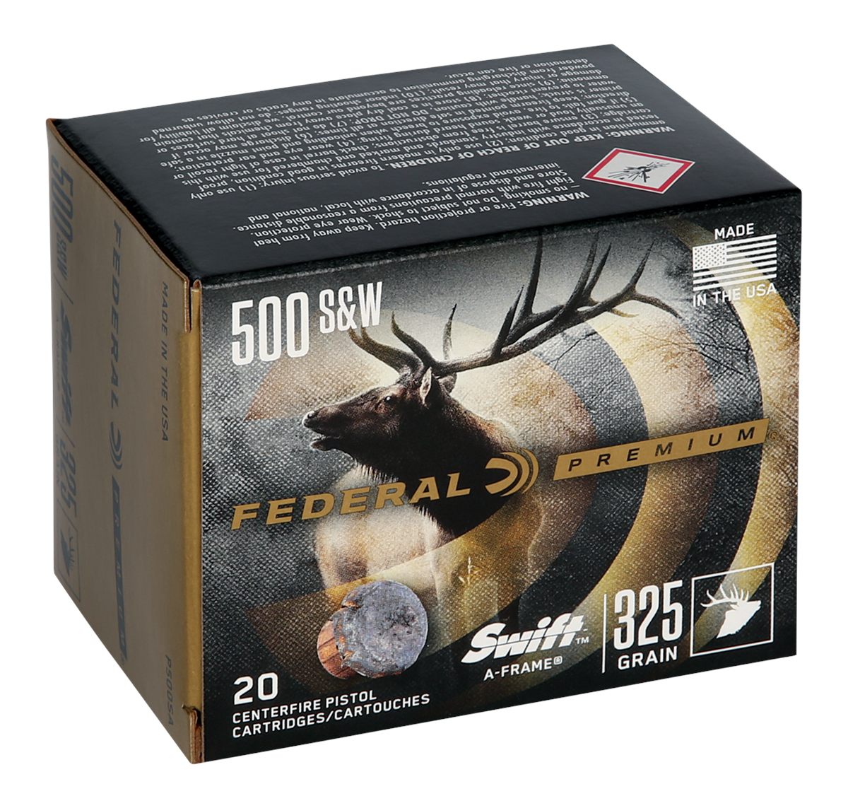 Federal Premium Vital-Shok Handgun Ammunition .500 S W 325 gr SAF 1800 fps