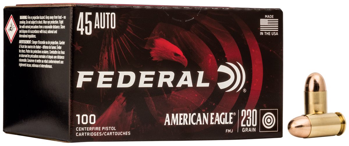 Federal AE45A100 American Eagle Handgun 45ACP 230gr Full Metal Jacket 100 P
