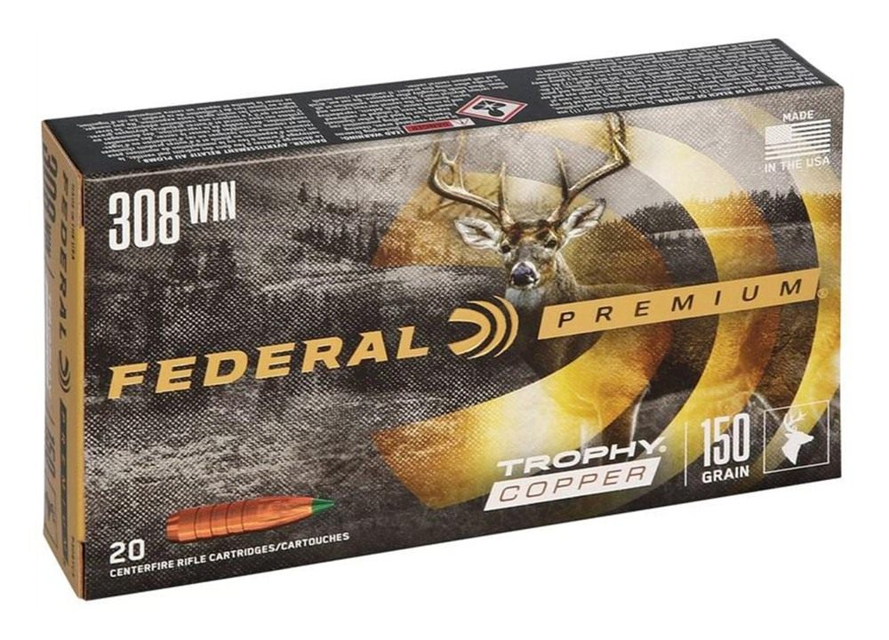 Federal Premium Trophy Copper Rifle Ammunition .308 Win 150 gr TC 2820 fps