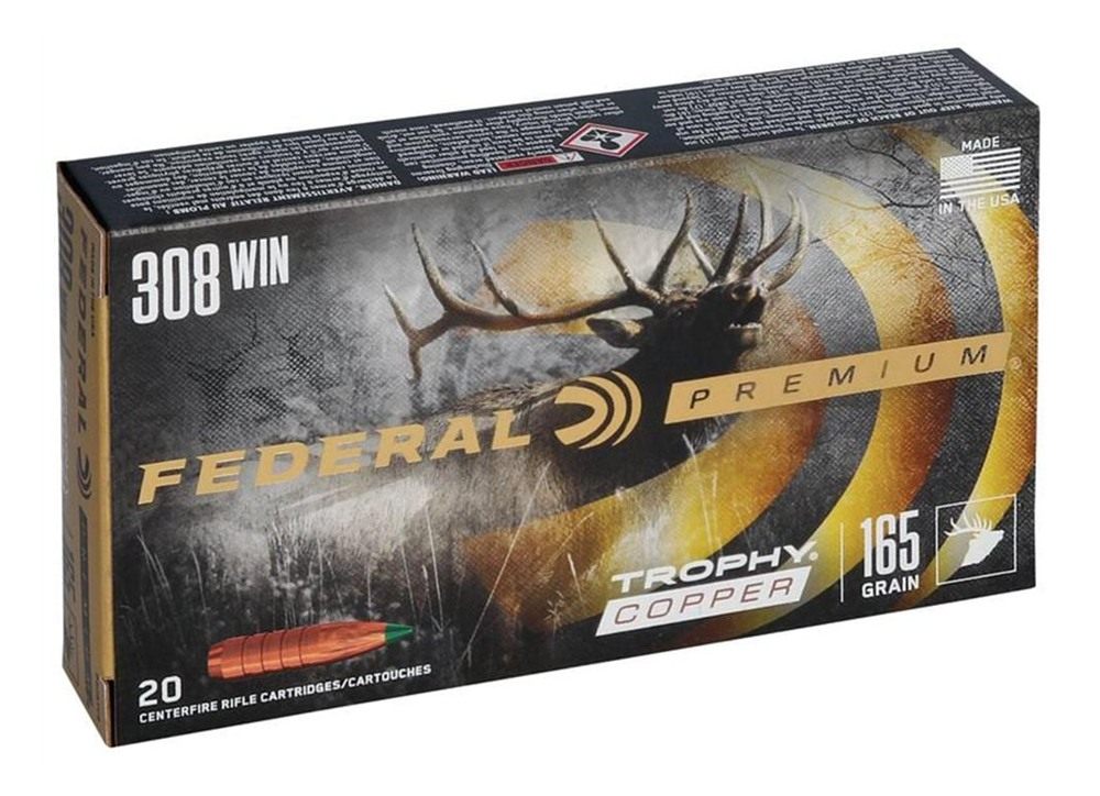 Federal Premium Trophy Copper Rifle Ammunition .308 Win 165 gr TC 2700 fps