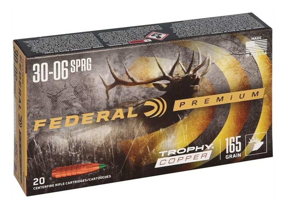 Federal Premium Trophy Copper Rifle Ammunition .30-06 Sprg 165 gr TC 2800 f