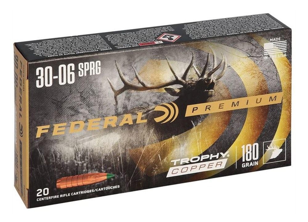 Federal Premium Trophy Copper Rifle Ammunition .30-06 Sprg 180 gr TC 2700 f