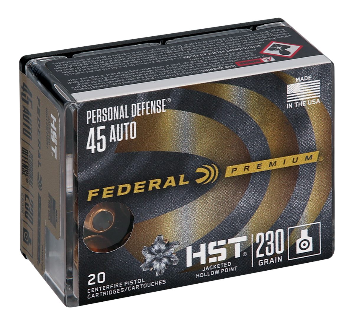 Federal P45HST2S Premium Personal Defense 45ACP 230gr HST Jacketed Hollow P