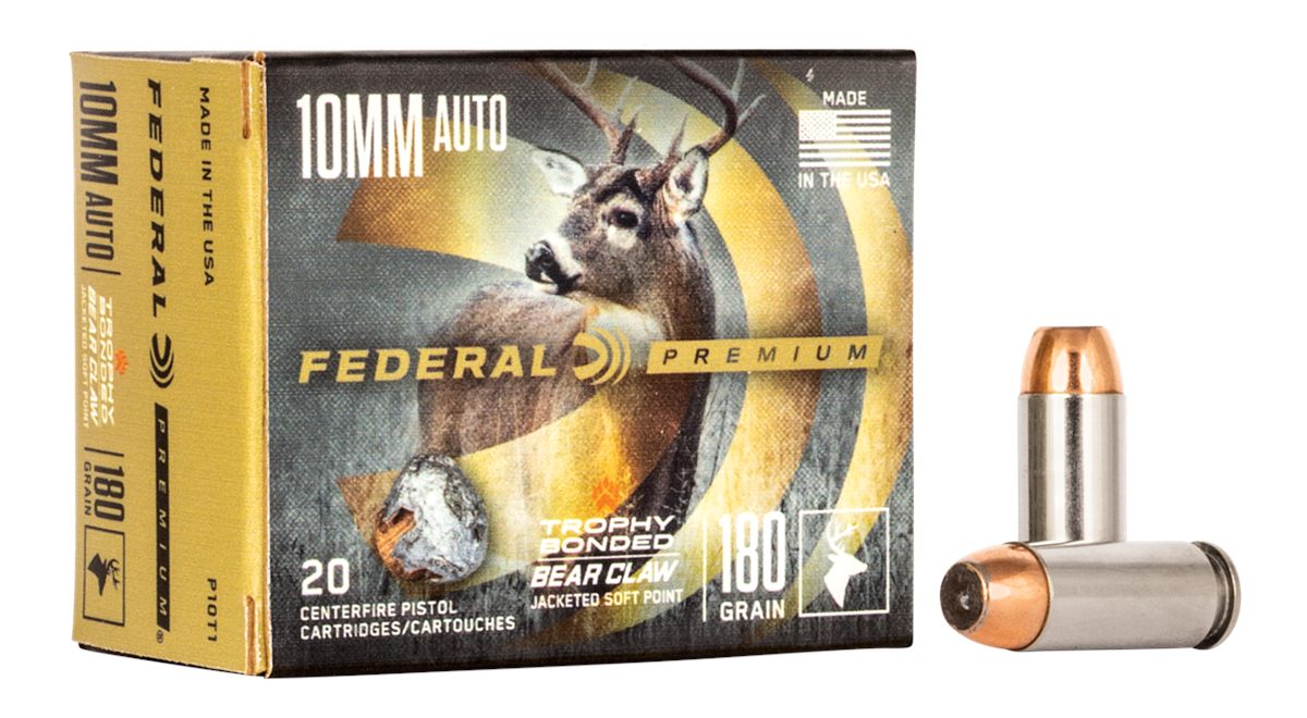 Federal P10T1 Premium 10mmAuto 180gr Trophy Bonded Bear Claw Jacketed Soft