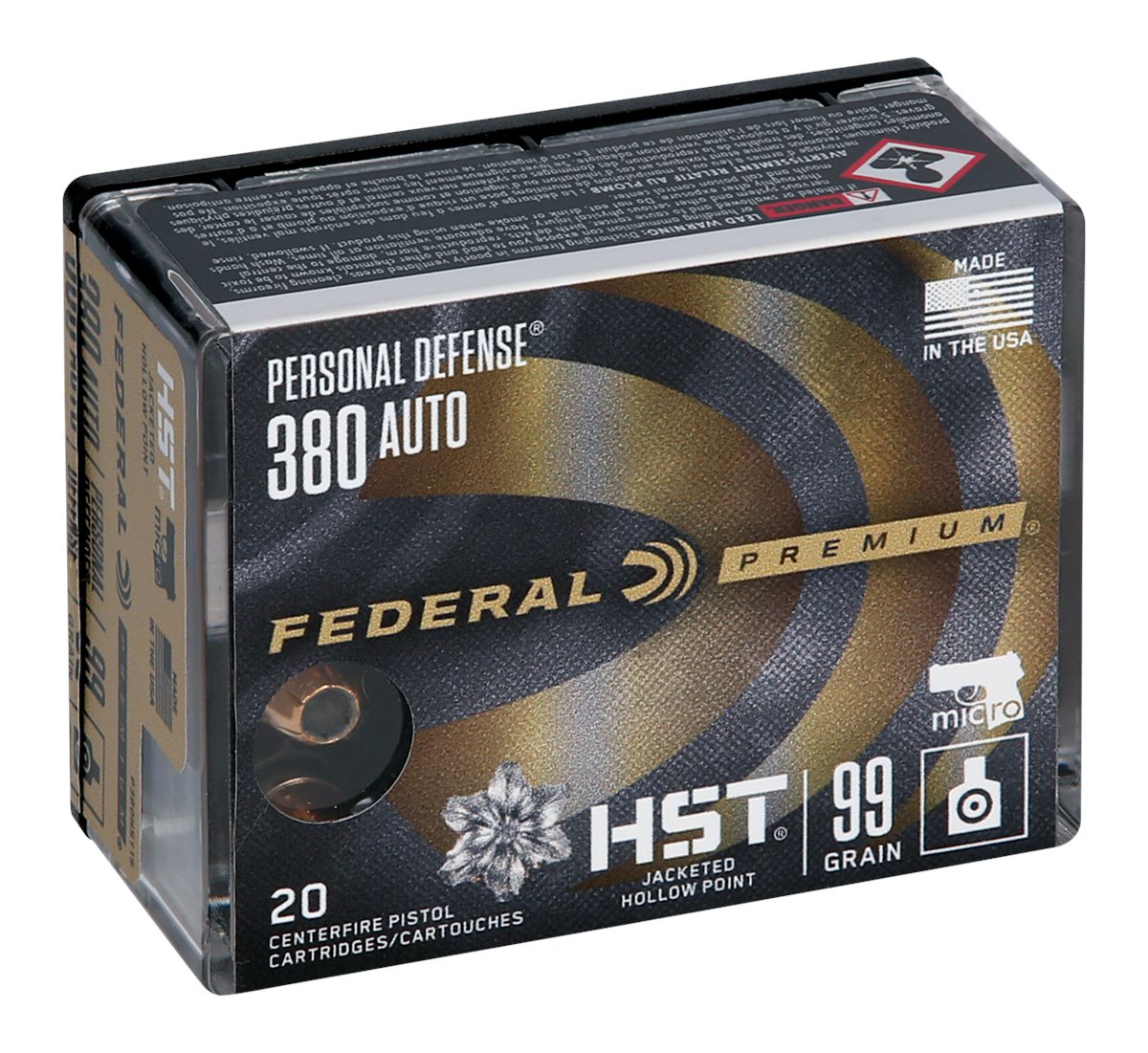 Federal P380HST1S Premium Personal Defense Micro 380ACP 99gr HST Jacketed H