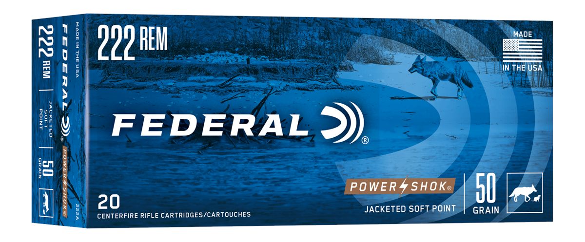 Federal 222A Power-Shok 222 Rem 50gr Jacketed Soft Point 20 Per Box/10 Case