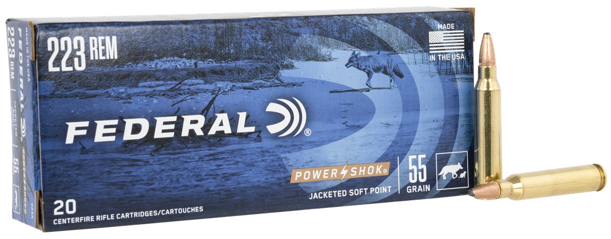 Federal 223A Power-Shok 223 Rem 55gr Jacketed Soft Point 20 Per Box/10 Case