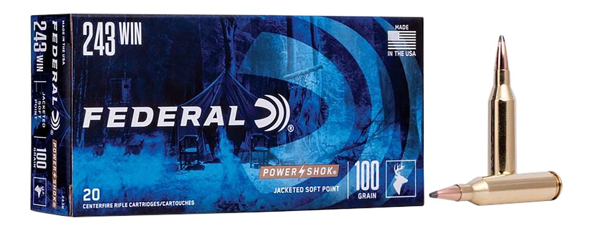 Federal Ammo 243B Power-Shok 243 Win 100gr Jacketed Soft Point 20 Per Box/1