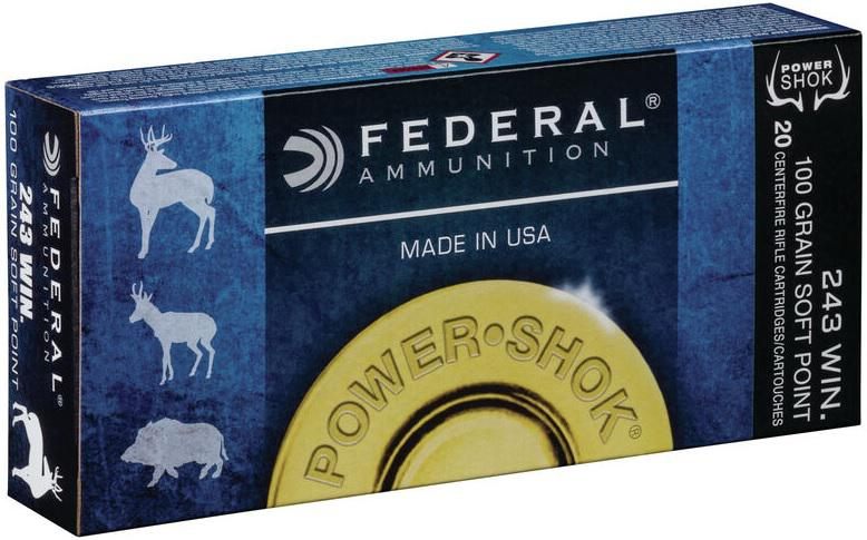 Federal Ammo 243B Power-Shok 243 Win 100gr Jacketed Soft Point 20 Per Box/1 view 2
