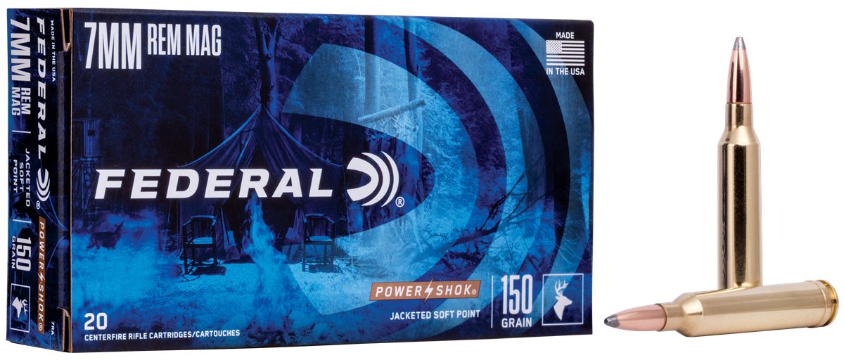 Federal 7RA Power-Shok 7mmRemMag 150gr Jacketed Soft Point 20 Per Box/10 Ca