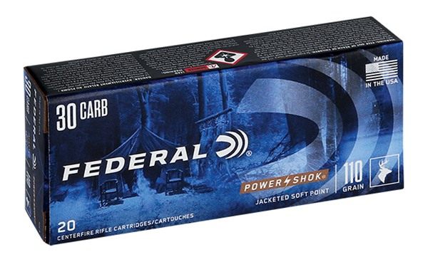 Federal Power-Shok Rifle Ammunition .30 Carbine 110 gr RNSP 1990 fps - 20/ct view 2