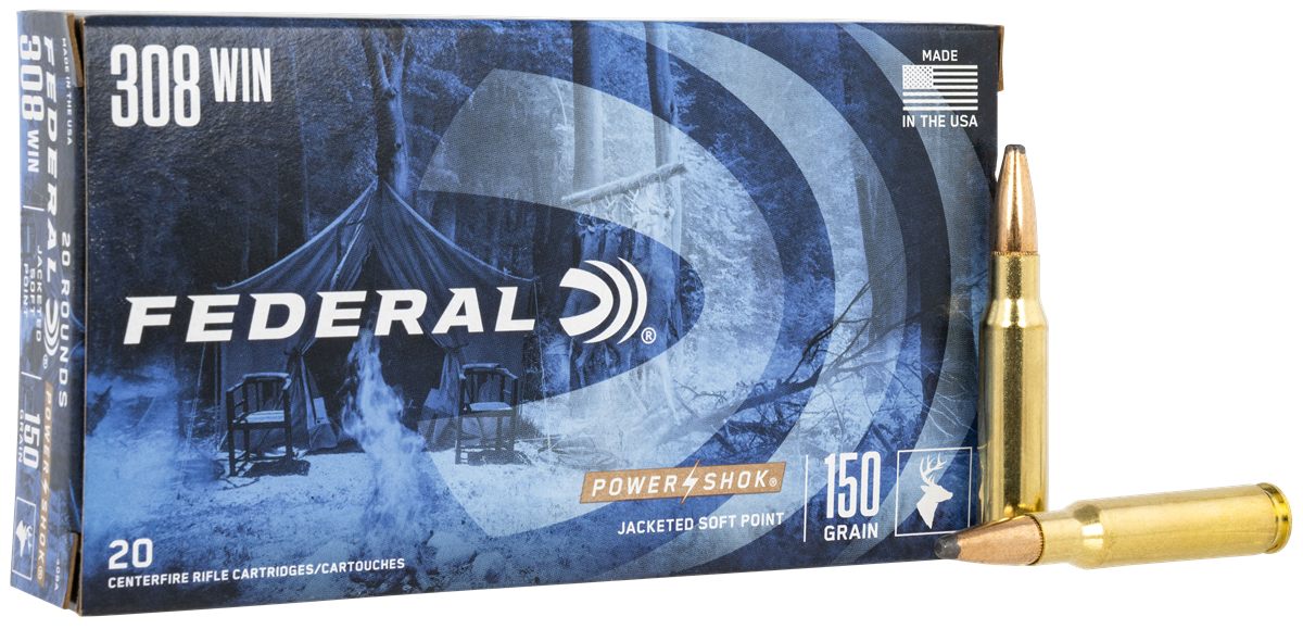 Federal Ammo 308A Power-Shok 308 Win 150gr Jacketed Soft Point 20 Per Box/1
