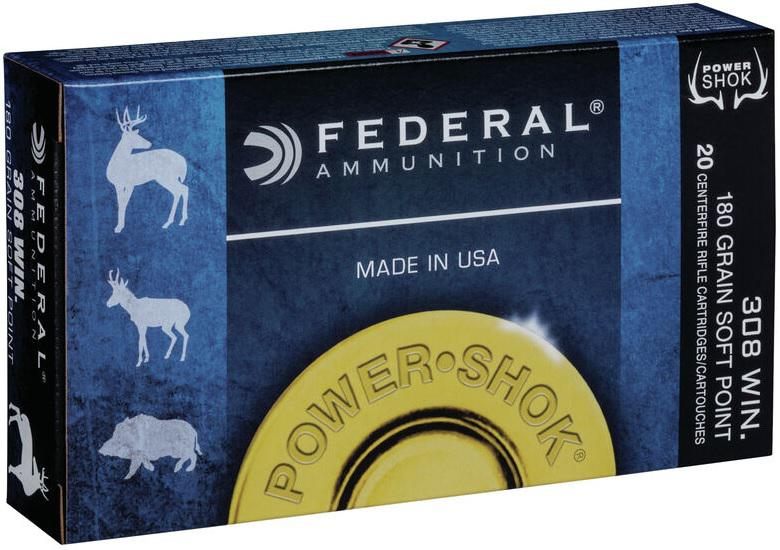 Federal Ammo 308B Power-Shok 308 Win 180gr Jacketed Soft Point 20 Per Box/1 view 2