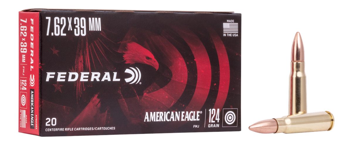 Federal A76239A American Eagle Rifle 7.62x39mm 124gr Full Metal Jacket 20 P