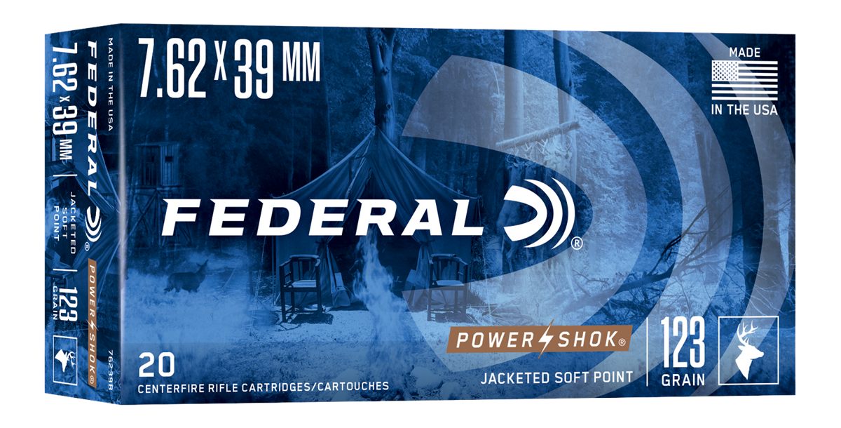 Federal 76239B Power-Shok 7.62x39mm 123gr Jacketed Soft Point 20 Per Box/10