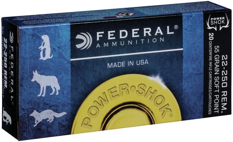 Federal 22250A Power-Shok 22-250 Rem 55gr Jacketed Soft Point 20 Per Box/10 view 2