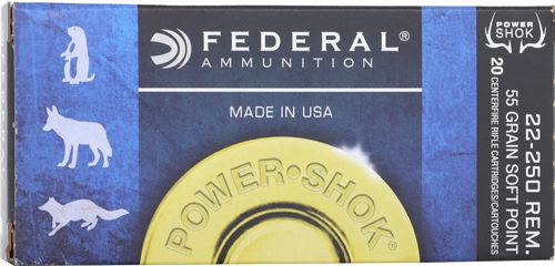 Federal 22250A Power-Shok 22-250 Rem 55gr Jacketed Soft Point 20 Per Box/10 view 3