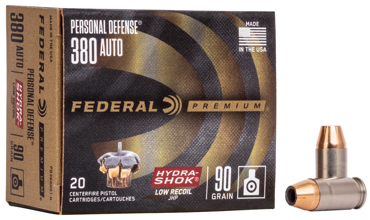 Federal PD380HS1H Premium Personal Defense Low Recoil 380ACP 90gr Hydra-Sho