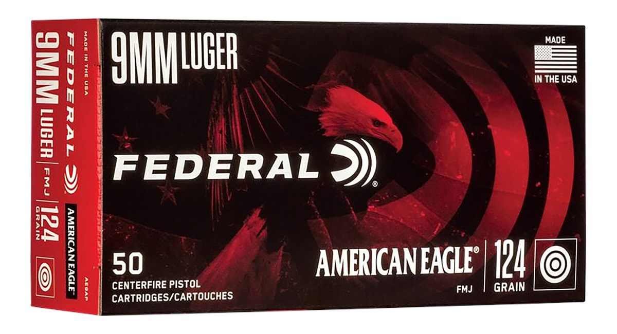 Federal Ammo AE9AP American Eagle Handgun 9mmLuger 124gr Full Metal Jacket